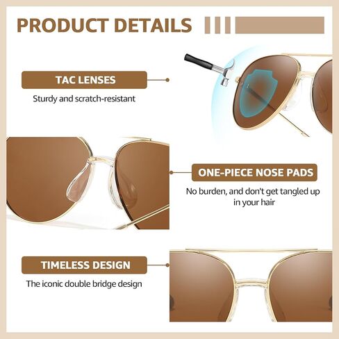 TJUTR Tangle Free Aviator Sunglasses for Women Men, Polarized UV400 Protection Trendy Shades, No-Snag Metal Frame Glasses in Saudi Arabia