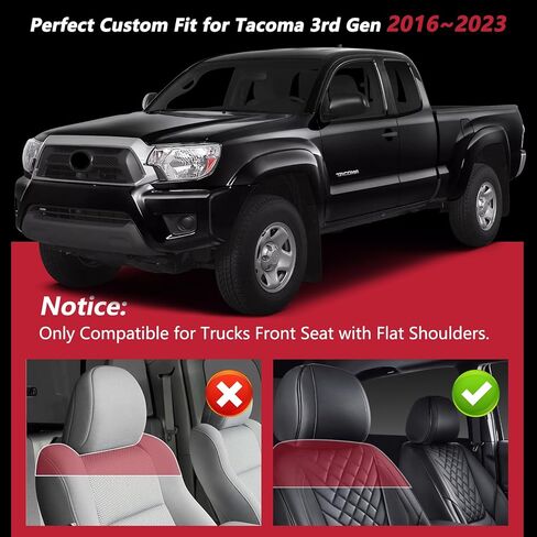تغطي مقعد Tacoma مجموعة كاملة 2016-2023 ، أغطية مقعد الشاحنات البيك آب الجلدية مع دعم مخصص لومبار لتويوتا تاكوما مزدوجة/طاقم SR5 TRD Sport TRD على الطرق الوعرة TRD (أسود) in Kuwait
