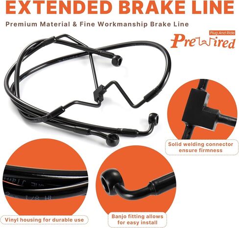 Extended 16" Handlebar Cables Set NO ABS Clutch Cable Brake Line Extension Kit for Harley 2021-2023 Road King/Electra Glide/Street Glide/Road Glide NO ABS, Chrome in Saudi Arabia