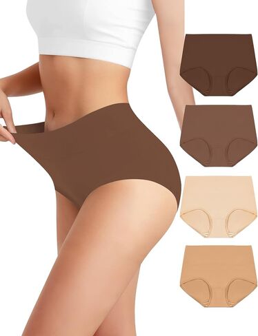 Womens Cotton High Waisted Underwear Ladies Panties Stretch Breathable Full Coverage Postpartum Briefs 4 Pack in Saudi Arabia