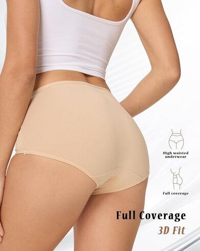 Womens Cotton High Waisted Underwear Ladies Panties Stretch Breathable Full Coverage Postpartum Briefs 4 Pack in Saudi Arabia