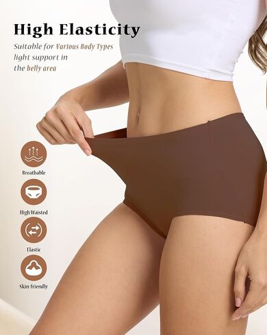 Womens Cotton High Waisted Underwear Ladies Panties Stretch Breathable Full Coverage Postpartum Briefs 4 Pack in Saudi Arabia