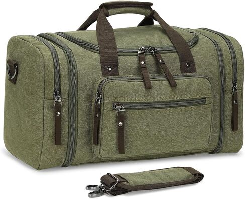 Expandable Canvas Duffel 50cm-58cm, Sturdy Zipper and Reinforced Handles, Lightweight Carry-On Weekender Bag for 3-5 Day Trips, Black in Saudi Arabia