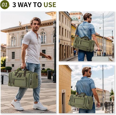 Expandable Canvas Duffel 50cm-58cm, Sturdy Zipper and Reinforced Handles, Lightweight Carry-On Weekender Bag for 3-5 Day Trips, Black in Saudi Arabia
