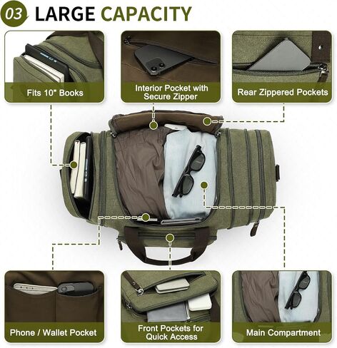 Expandable Canvas Duffel 50cm-58cm, Sturdy Zipper and Reinforced Handles, Lightweight Carry-On Weekender Bag for 3-5 Day Trips, Black in Saudi Arabia