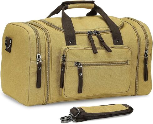 Expandable Canvas Duffel 50cm-58cm, Sturdy Zipper and Reinforced Handles, Lightweight Carry-On Weekender Bag for 3-5 Day Trips, Black in Saudi Arabia