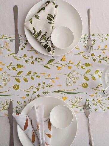 مفرش طاولة Yourtablecloth مصنوع من القطن بنسبة 100% ديكور أنيق للمناسبات الداخلية والخارجية - فراشة، 14 × 72 in Kuwait