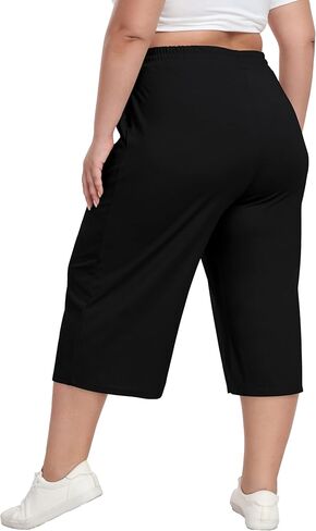 أرخص نسائي بالإضافة إلى حجم كابريس على نطاق واسع سراويل سراويل صيفية مريحة مع الجيوب الرباطية in Kuwait