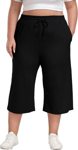 أرخص نسائي بالإضافة إلى حجم كابريس على نطاق واسع سراويل سراويل صيفية مريحة مع الجيوب الرباطية in Kuwait