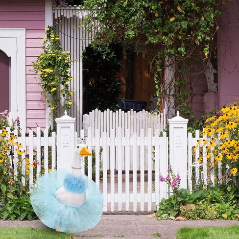 4 Pcs Princess Porch Goose Outfit for 23" 17" Cement Lawn Goose Costume Crown Necklace Tutu Skirt Feather Trim for Princess Outdoor Garden Lawn Art Decor(Rose Red) in Saudi Arabia