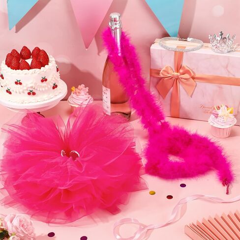 4 Pcs Princess Porch Goose Outfit for 23" 17" Cement Lawn Goose Costume Crown Necklace Tutu Skirt Feather Trim for Princess Outdoor Garden Lawn Art Decor(Rose Red) in Saudi Arabia