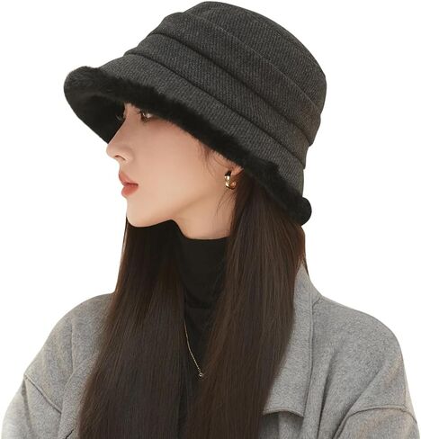 Vintage 1920s Cloche Hats Packable Winter Fleece Lined Bucket Hat Church Women in Saudi Arabia