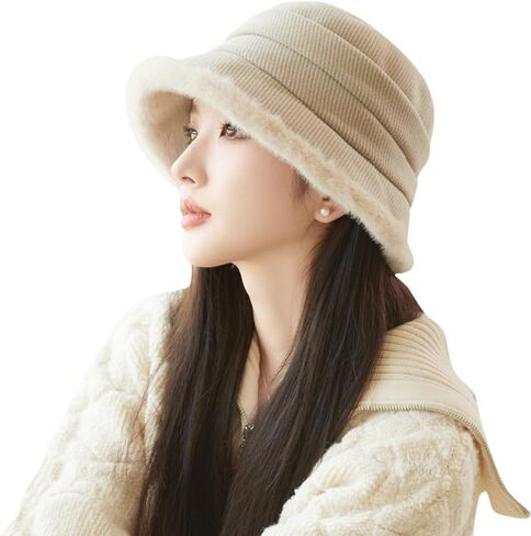 Vintage 1920s Cloche Hats Packable Winter Fleece Lined Bucket Hat Church Women in Saudi Arabia