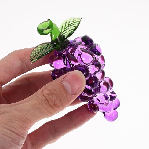 Crystal Grape Figurine Crystal Fruit Collectible Sculpture Artificial Fruit Statue Miniature Ornament Tabletop Paperweight for Home Office Christmas Decor in Saudi Arabia