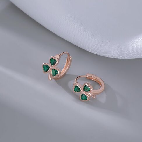 Sluynz 925 Sterling Silver Cz Love Clover Hoop أقراط للنساء Teen Girls Green Shamrock Huggie أقراط للصيف in Saudi Arabia