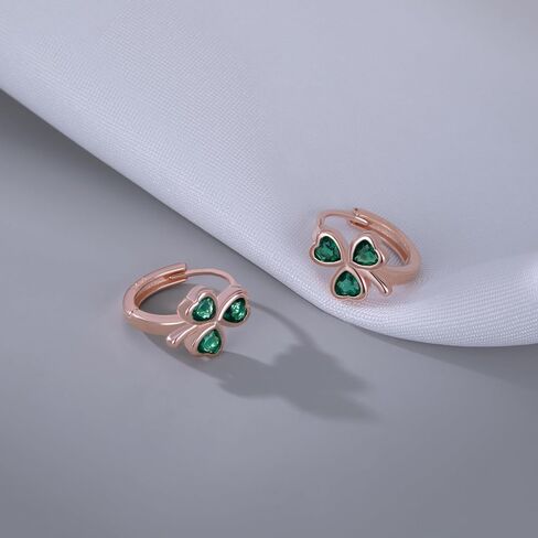Sluynz 925 Sterling Silver Cz Love Clover Hoop أقراط للنساء Teen Girls Green Shamrock Huggie أقراط للصيف in Saudi Arabia
