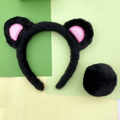 Bear Ears Headband and Tail Set for Women, Cosplay Halloween Animal Costume Accessories in Saudi Arabia