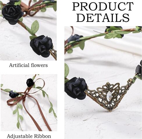 Mostory Flower Flower Crown for Women ، Floral Elf Circlet مع Vine for Renaissance Accessories Halloween Cosplay in Saudi Arabia