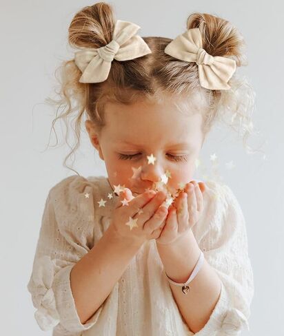 Niceye 12 Pairs Baby Hair Clips with Bow, Fully Lined Hair Bow Clips for Fine Hair Cotton Tiny Hair Barrettes for Infants, Toddlers, and Little Girls in Kuwait