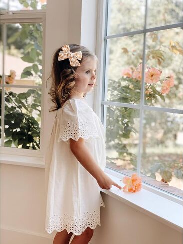 Niceye 12 Pairs Baby Hair Clips with Bow, Fully Lined Hair Bow Clips for Fine Hair Cotton Tiny Hair Barrettes for Infants, Toddlers, and Little Girls in Kuwait