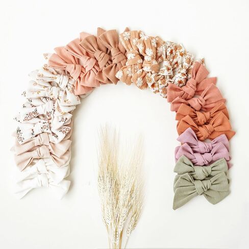 Niceye 12 Pairs Baby Hair Clips with Bow, Fully Lined Hair Bow Clips for Fine Hair Cotton Tiny Hair Barrettes for Infants, Toddlers, and Little Girls in Kuwait