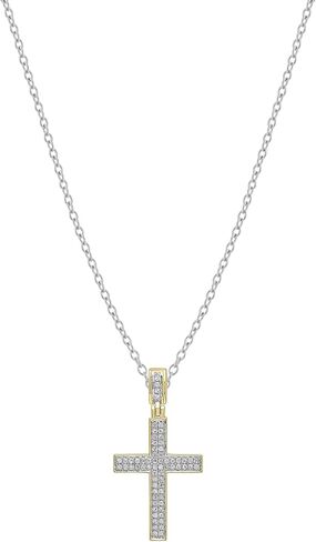 Dazzlingrock Collection 0.18 Cttw Round White Diamond Micro-Pave Cross Slider Unisex Pendant Necklace in 10K Solid Gold in Saudi Arabia