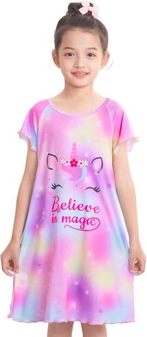 MHJY Girls Nightgown, Summer Kids Pjs, Casual Sleep Dress Toddler Nightgowns for girls 3-10 Years in Saudi Arabia