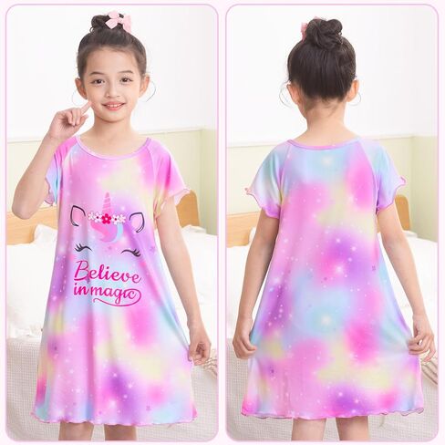 MHJY Girls Nightgown, Summer Kids Pjs, Casual Sleep Dress Toddler Nightgowns for girls 3-10 Years in Saudi Arabia