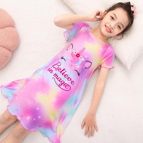 MHJY Girls Nightgown, Summer Kids Pjs, Casual Sleep Dress Toddler Nightgowns for girls 3-10 Years in Saudi Arabia