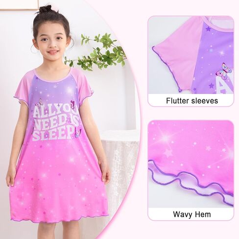 MHJY Girls Nightgown, Summer Kids Pjs, Casual Sleep Dress Toddler Nightgowns for girls 3-10 Years in Kuwait