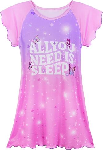 MHJY Girls Nightgown, Summer Kids Pjs, Casual Sleep Dress Toddler Nightgowns for girls 3-10 Years in Kuwait