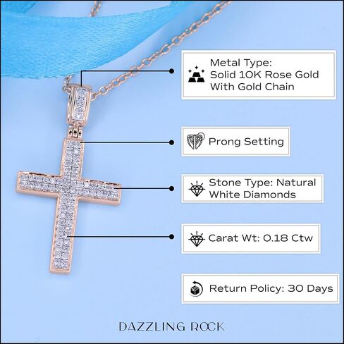 Dazzlingrock Collection 0.18 Cttw Round White Diamond Micro-Pave Cross Slider Unisex Pendant Necklace in 10K Solid Gold in Saudi Arabia