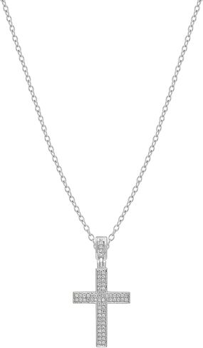Dazzlingrock Collection 0.18 Cttw Round White Diamond Micro-Pave Cross Slider Unisex Pendant Necklace in 10K Solid Gold in Saudi Arabia