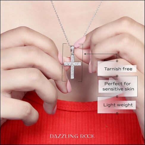 Dazzlingrock Collection 0.18 Cttw Round White Diamond Micro-Pave Cross Slider Unisex Pendant Necklace in 10K Solid Gold in Saudi Arabia