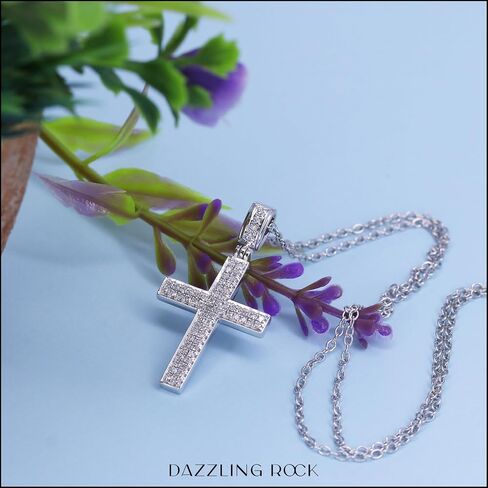 Dazzlingrock Collection 0.18 Cttw Round White Diamond Micro-Pave Cross Slider Unisex Pendant Necklace in 10K Solid Gold in Saudi Arabia