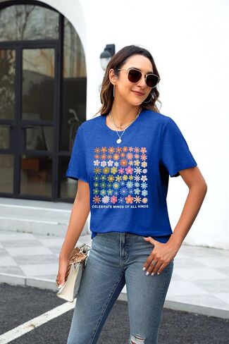 Celebrate Minds of All Kinds Shirt Women Autism Awareness T Shirt Mental Health Inspirational Short Sleeve Tee Tops in Saudi Arabia