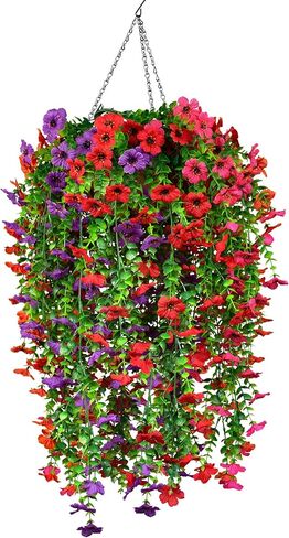 4 Pack Black Artificial Hanging Flowers Silk Daisy Faux Halloween Plants for Outdoor and Indoor Fall Decor UV Resistant Real Long Trailing Vines for Front Door Porch Planter Urn(Basket Not Included) in Saudi Arabia