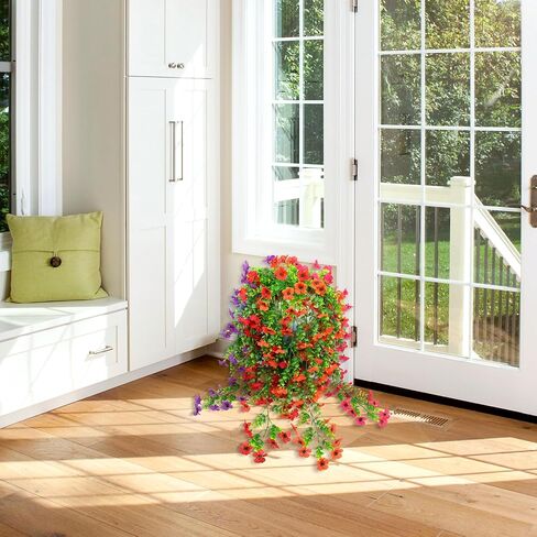 4 Pack Black Artificial Hanging Flowers Silk Daisy Faux Halloween Plants for Outdoor and Indoor Fall Decor UV Resistant Real Long Trailing Vines for Front Door Porch Planter Urn(Basket Not Included) in Saudi Arabia