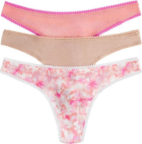 OnGossamer Women's Mesh Hip 3 Pack Thong Panties - Champagne, Medium/Large in Saudi Arabia