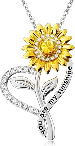 Mothers Day and Valentines Day Gifts for Wife, 18K Gold Plated Sunflower Necklace for Women Anniversary Gifts, You Are My Sunshine Pendant Birthday Gifts for Girlfriend Grandma Mom Daughter in Saudi Arabia