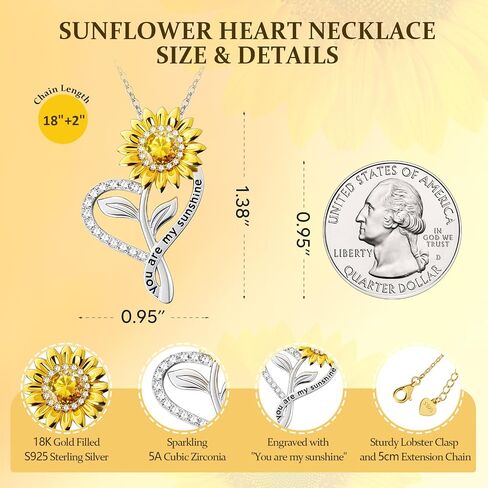 Mothers Day and Valentines Day Gifts for Wife, 18K Gold Plated Sunflower Necklace for Women Anniversary Gifts, You Are My Sunshine Pendant Birthday Gifts for Girlfriend Grandma Mom Daughter in Saudi Arabia