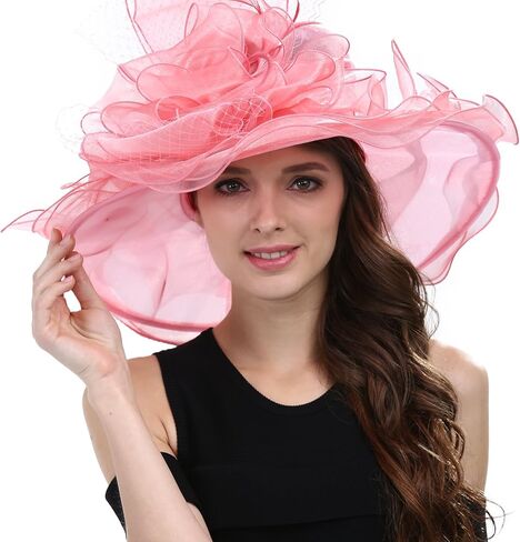 Womens Church Derby Wide Brim Sun Hat Sister Tea Party Headwear Bridal Wedding Fascinator in Saudi Arabia