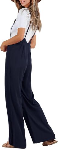 FSHAOES Womens Suspender Overalls High Waist Loose Sleeveless Wide Leg Jumpsuit Spaghetti Strap Baggy Long Romper in Saudi Arabia