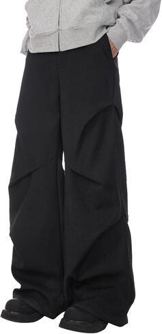 Men's Y2K Wide Leg Baggy Cargo Sweatpant Loose Hip Hop Ruched Techno Parachute Pants Streetwear in Saudi Arabia
