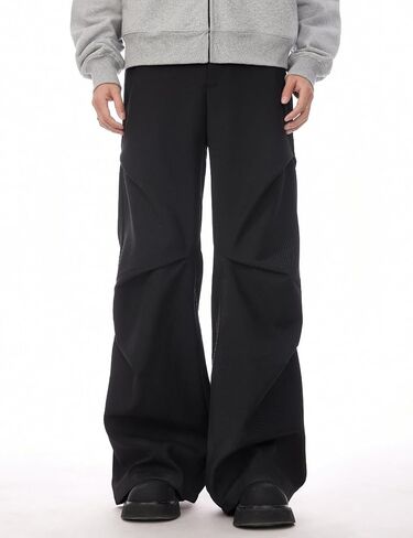 Men's Y2K Wide Leg Baggy Cargo Sweatpant Loose Hip Hop Ruched Techno Parachute Pants Streetwear in Saudi Arabia