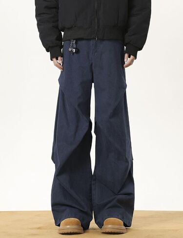 Men's Y2K Wide Leg Baggy Cargo Sweatpant Loose Hip Hop Ruched Techno Parachute Pants Streetwear in Saudi Arabia