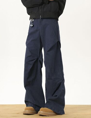 Men's Y2K Wide Leg Baggy Cargo Sweatpant Loose Hip Hop Ruched Techno Parachute Pants Streetwear in Saudi Arabia