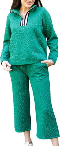 Mary Square Women's Casual Tracksuit Outfit, Lula Style Pullover and Pant Set, Polyester Floral in Kuwait