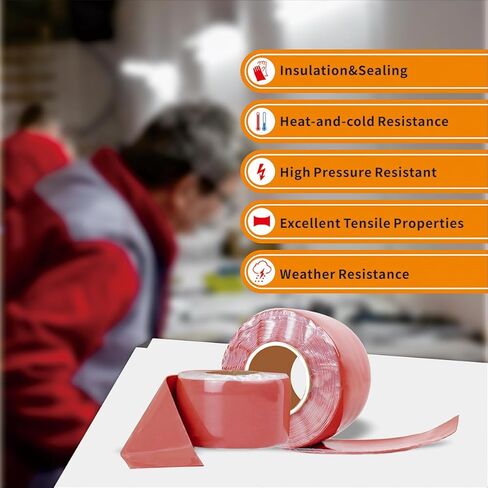 شريط سيليكون ذاتي الدمج من مطاط السيليكون، شريط لاصق ذاتي مقاوم لدرجات الحرارة العالية والمنخفضة، بطول 16.4 قدم، مقاوم للأكسدة والأشعة فوق البنفسجية لعزل الكابلات ذات الجهد العالي in Kuwait