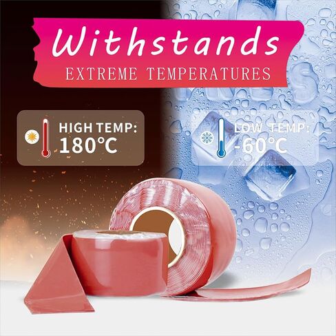 شريط سيليكون ذاتي الدمج من مطاط السيليكون، شريط لاصق ذاتي مقاوم لدرجات الحرارة العالية والمنخفضة، بطول 16.4 قدم، مقاوم للأكسدة والأشعة فوق البنفسجية لعزل الكابلات ذات الجهد العالي in Kuwait